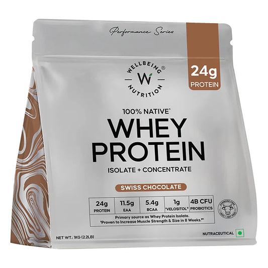 Wellbeing Whey Protein Isolate + Concentrate 1kg Swiss Chocolate