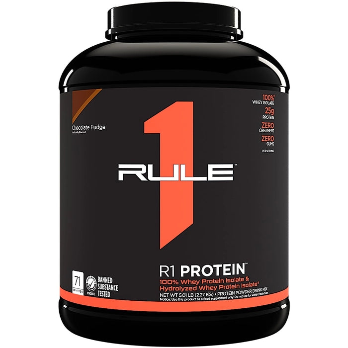 Rule1 R1 Protein Powder - 25g Whey Isolate & Hydrolysate + 6g BCAAs