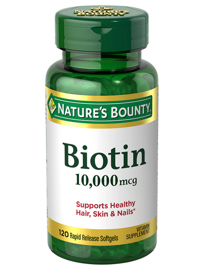 Nature's Bounty Biotin 10,000 mcg, 250 Rapid Release Softgels  (Non MRP)