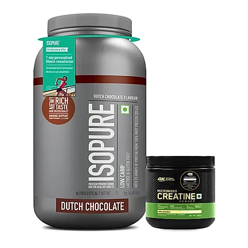 ISOPURE Whey Protein Isolate Powder,2 Kg with FREE Optimum Nutrition Creatine Powder, 250gms