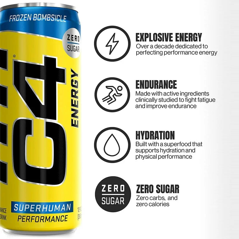 C4 Energy Carbonated Zero Sugar Energy Drink, Pre Workout Drink