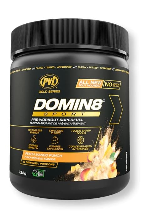 PVL Gold Series Domin8 Sport Pre-Workout Powder Superfuel 225G, 30 Servings