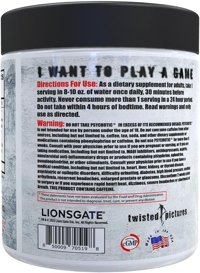 Insane Labz Psychotic SAW®, High Stim Pre Workout 30 Servings