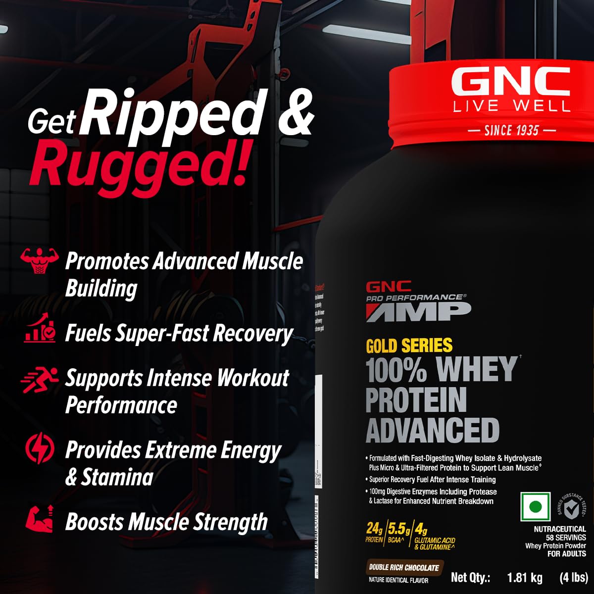 GNC AMP Gold Series Whey Protein Advanced  4 lbs