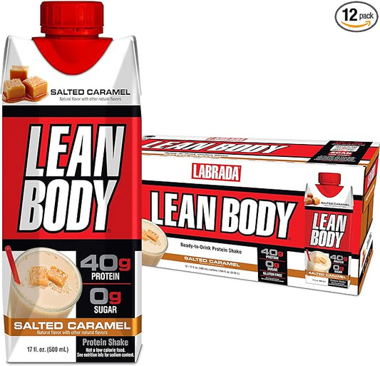 Lean Body Ready-to-Drink Protein Shake, 40g Protein, Whey Blend, 0 Sugar, Gluten Free, 22 Vitamins & Minerals, 17 Fl Oz (Pack of 12)