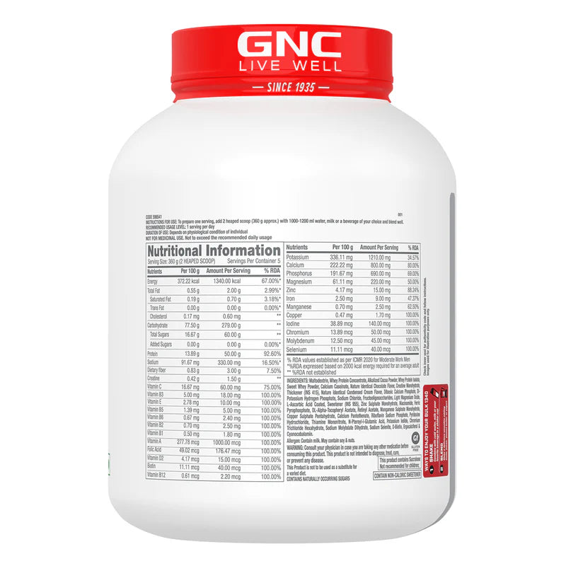 GNC Pro Performance Powder Bulk 1340 Gain Healthy Weight & Muscle Mass 2kg