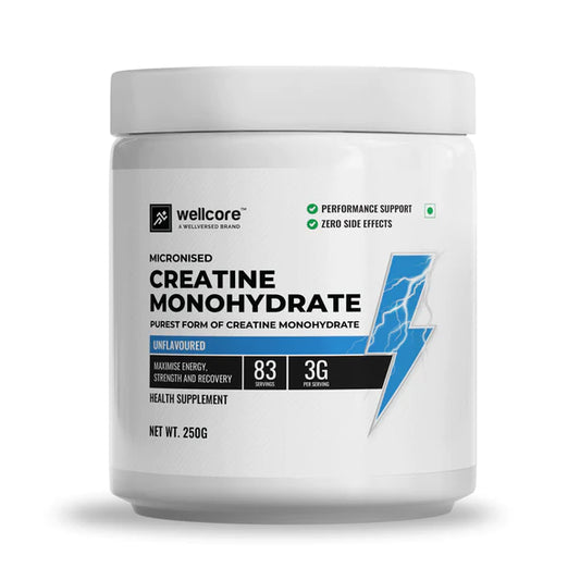 Wellcore - Micronised Creatine Monohydrate (250g, 83 Servings) | 100% Pure Creatine | Unflavored