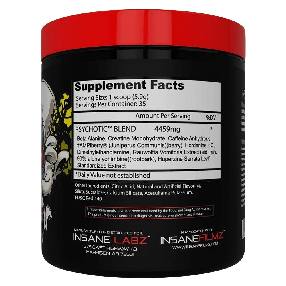 Insane Labz Psychotic, High Stimulant Pre Workout Powder, 35 Servings