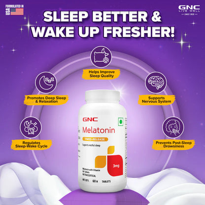 GNC Melatonin With Vitamin B6 Tablets Promotes Restful Sleep & Relaxation