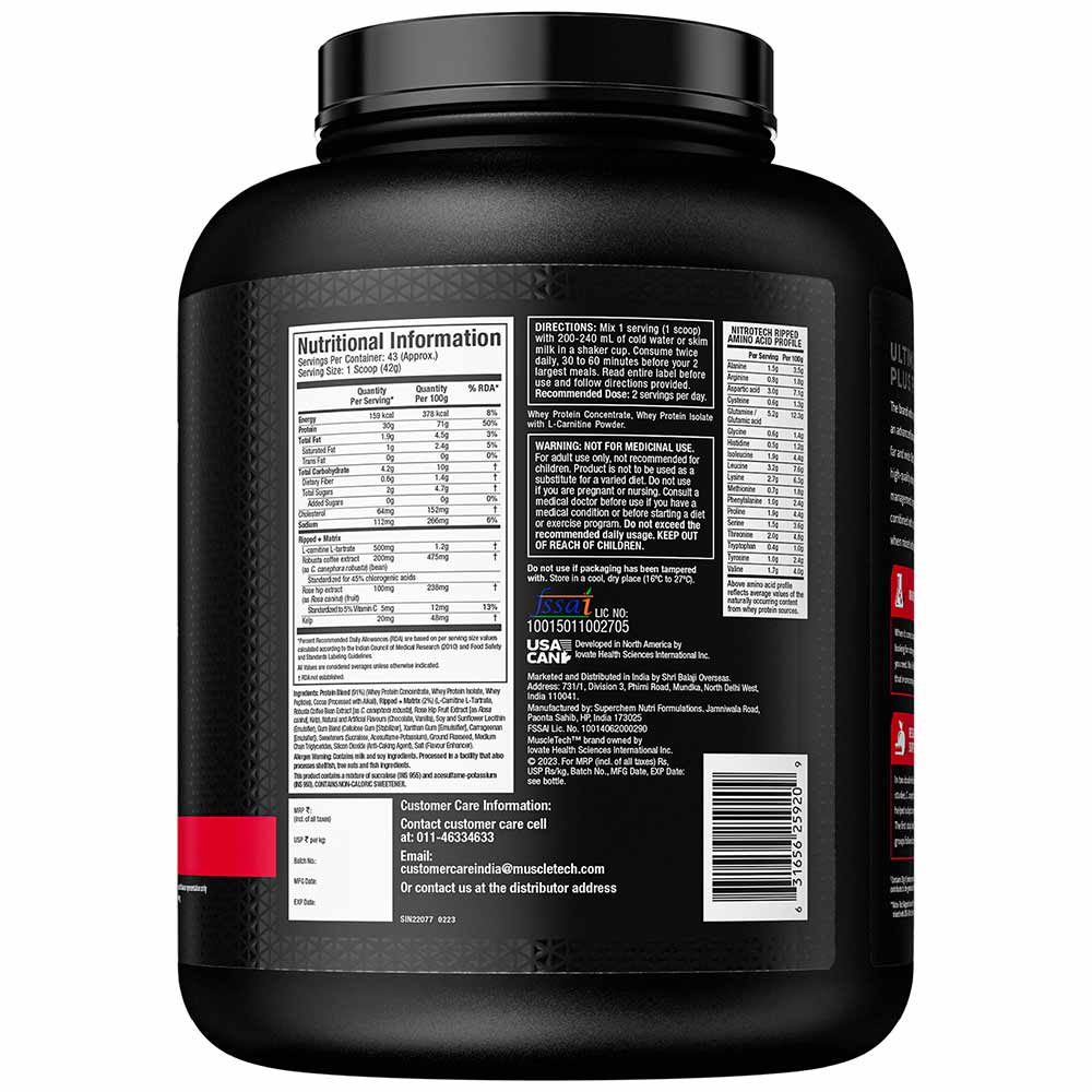 MUSCLETECH NITRO-TECH RIPPED WHEY PROTEIN 4 LB