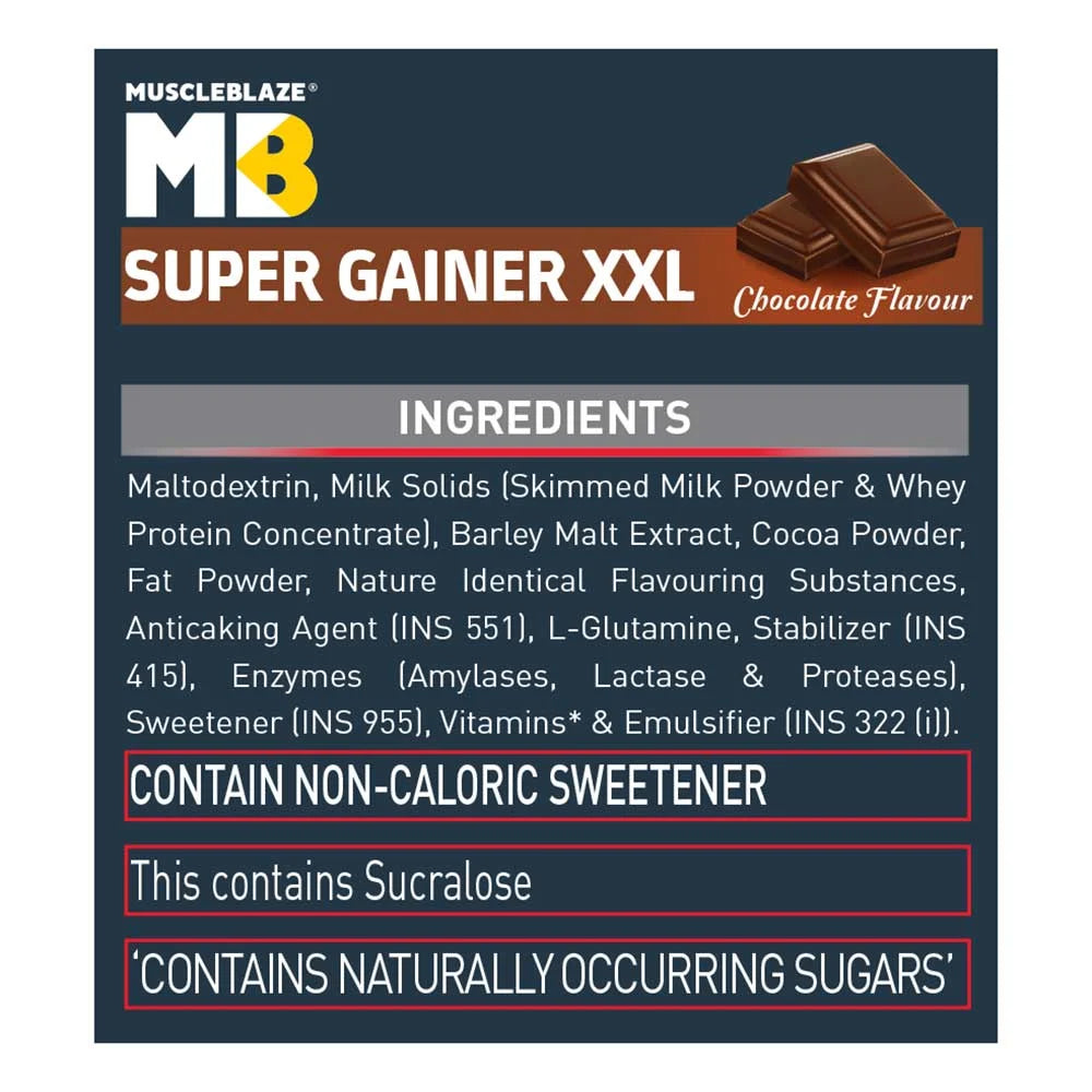 MuscleBlaze Super Gainer XXL Weight Gainer, 5 kg (11 lb), Chocolate