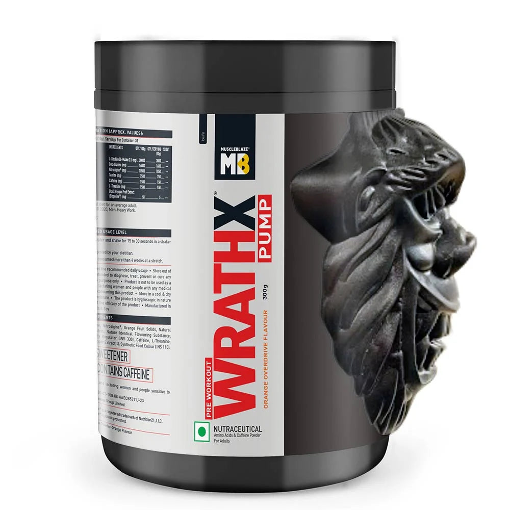 MuscleBlaze Pre Workout WrathX PUMP with Nitrosigine & L-Citrulline  (300g, 30 Servings)
