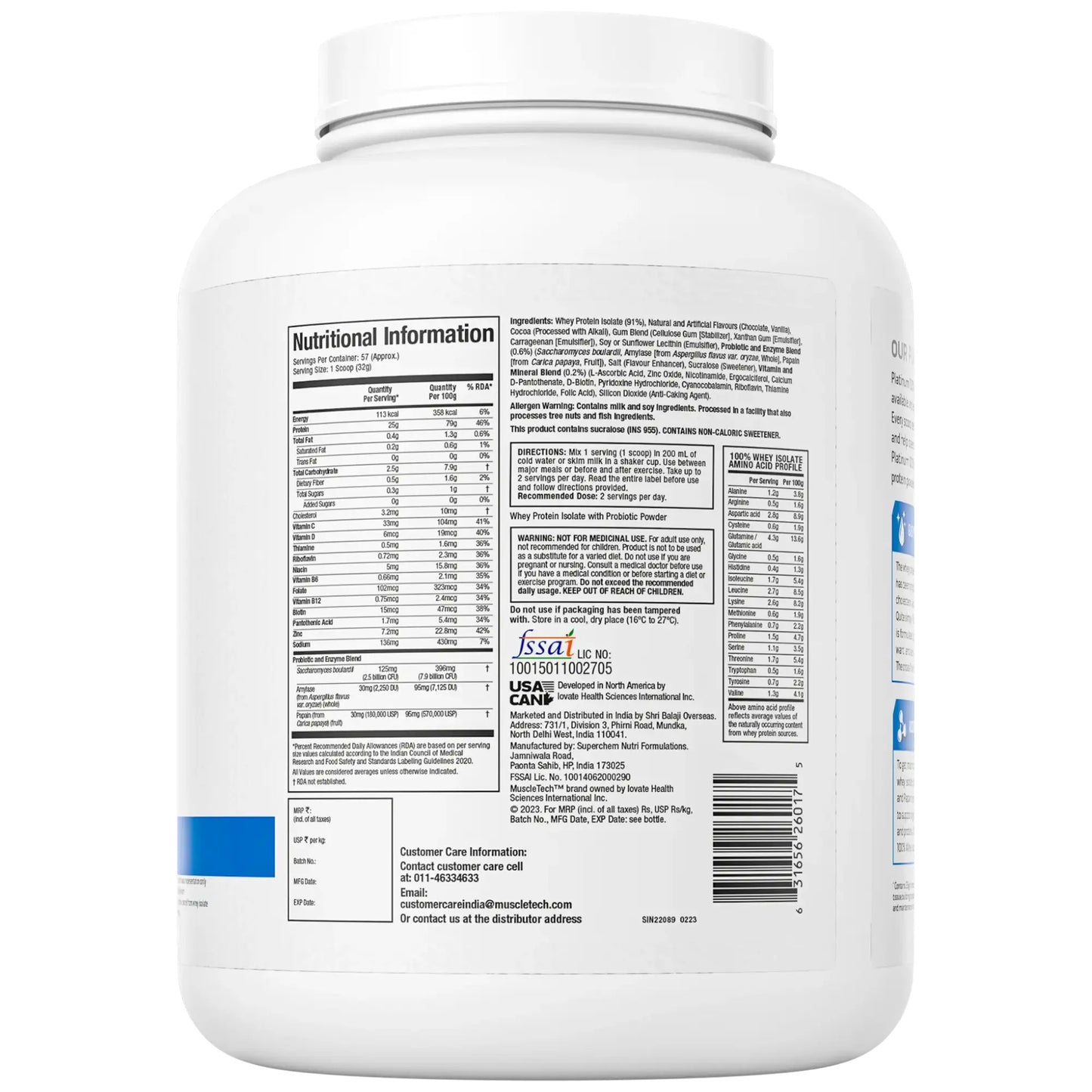 Muscletech Platinum 100% Whey Isolate 4 Lb