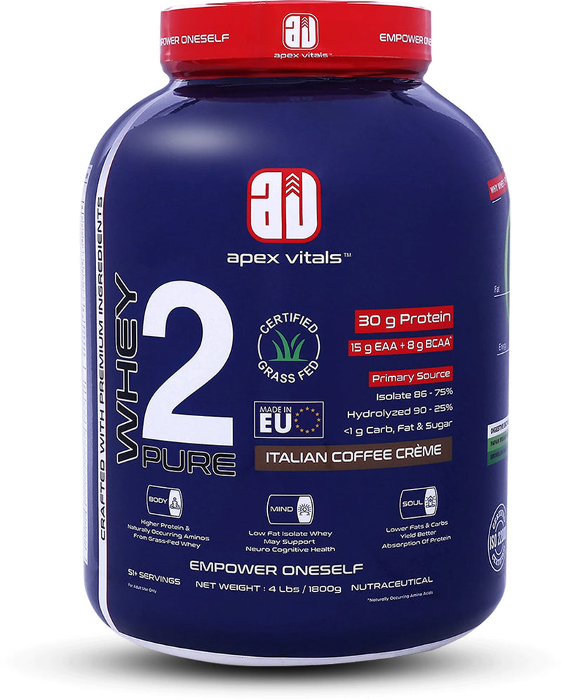 Apex Vitals Whey 2 Pure Whey Protein Isolate & Hydrolyzed - 4.4lbs