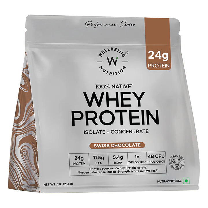 Wellbeing Whey Protein Isolate + Concentrate 1kg Swiss Chocolate